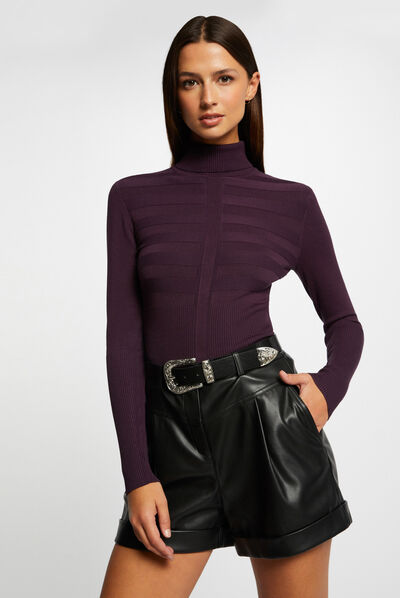 Chemise Col Roulé Westbound Femme – Violet – Manches Longues – Taille XL – Basique