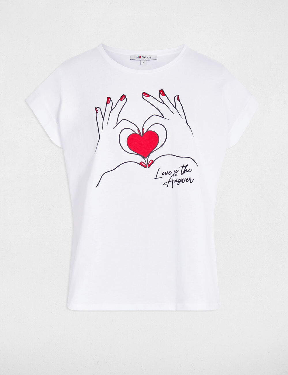 T-shirt court inscription blanc femme