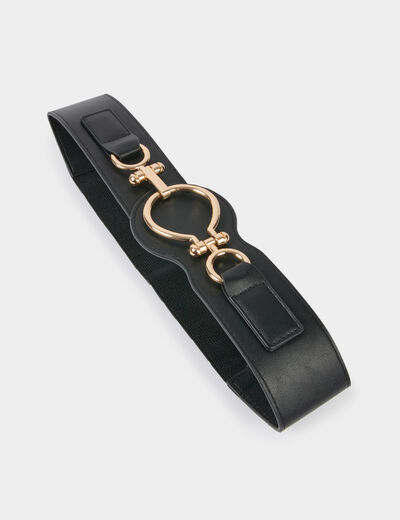 Ceinture &eacute;lastiqu&eacute;e large noir femme
