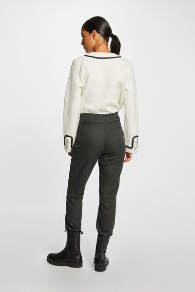 Pantalon city droit avec ornement gris moyen femme