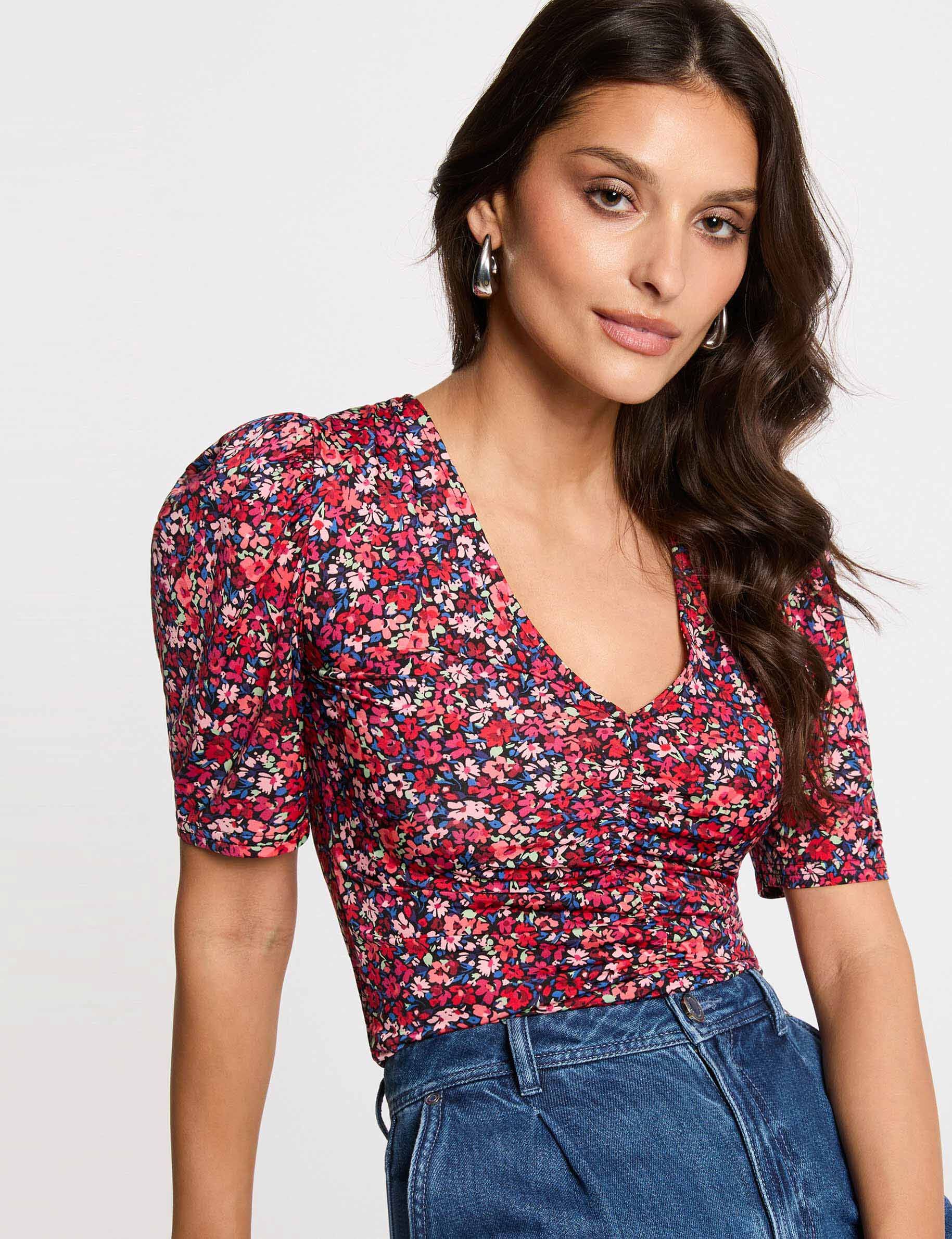 T shirt cintré col v femme - vue 1