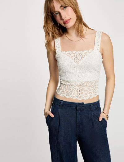 Debardeur dentelle cintr&eacute; blanc femme