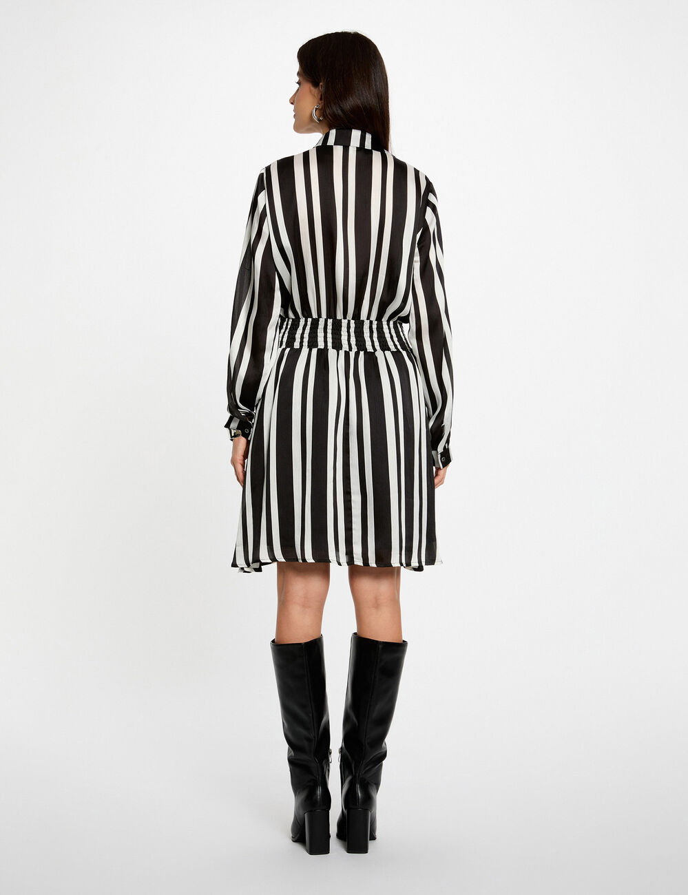 Robe droite ray&eacute;e asym&eacute;trique multicolore femme