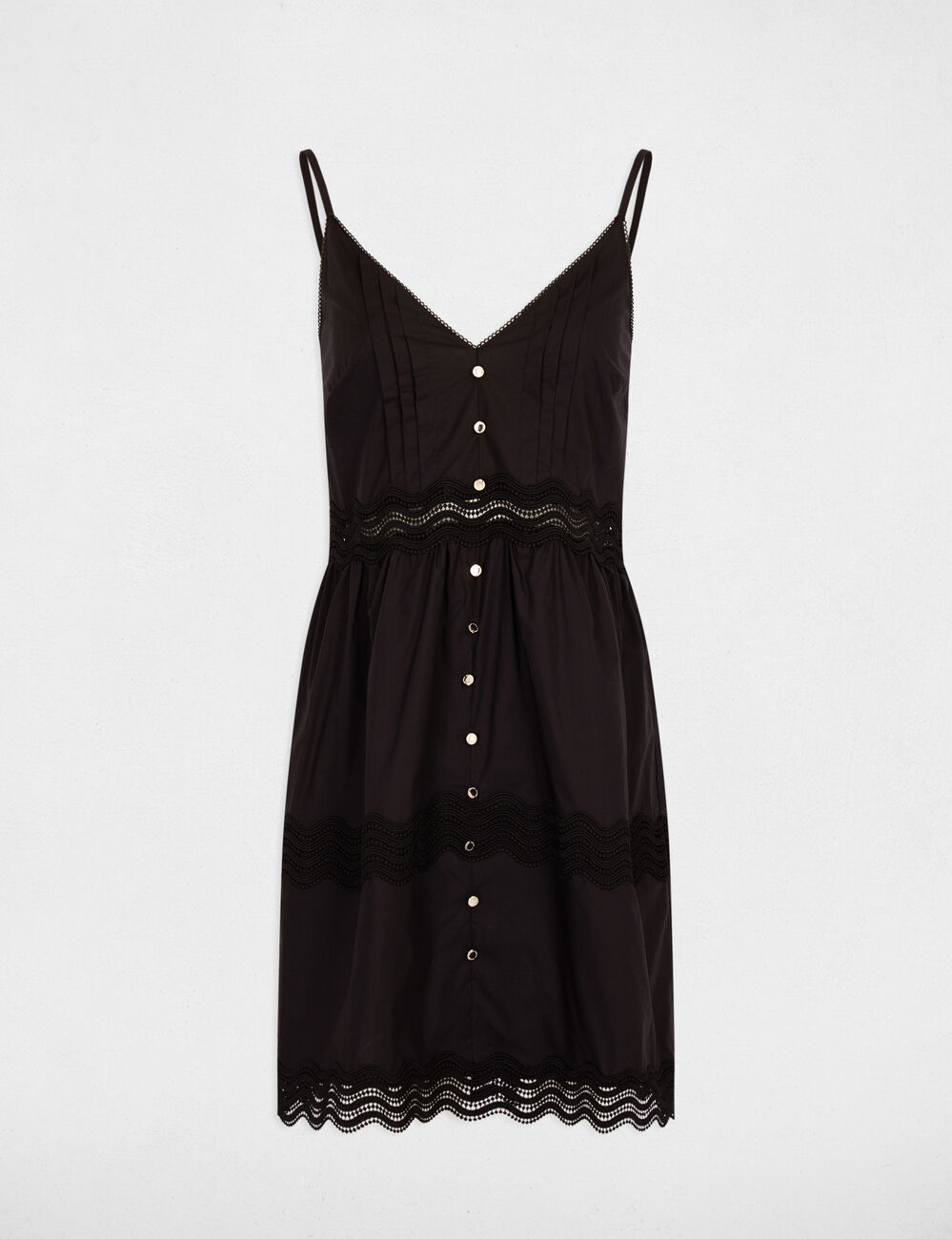Robe fines bretelles col v noir femme