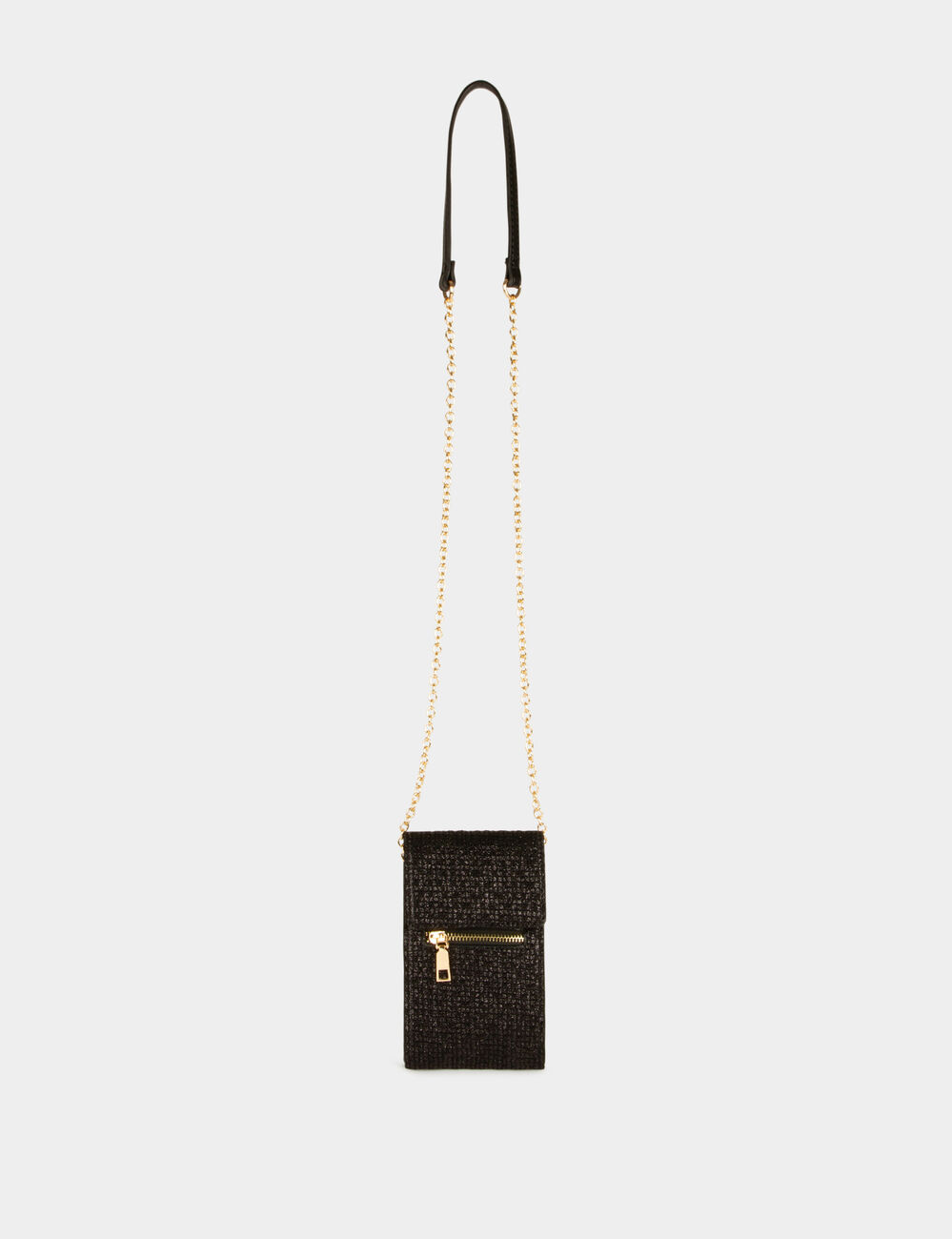 Pochette t&eacute;l&eacute;phone paillettes noir femme