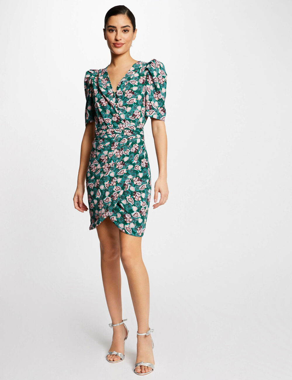 Robe portefeuille imprimé végétal multico femme