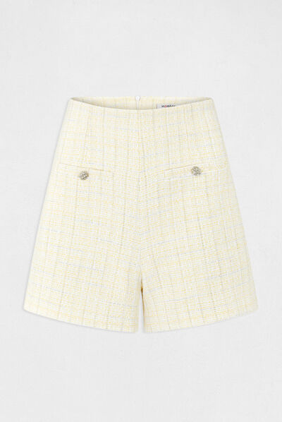 Short droit taille haute jaune femme