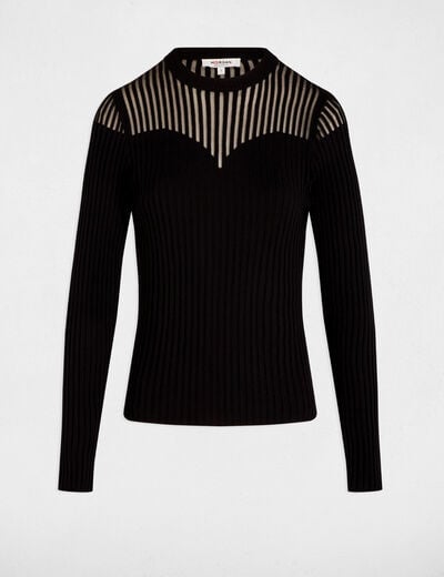 Pull noir cintr&eacute; noir femme