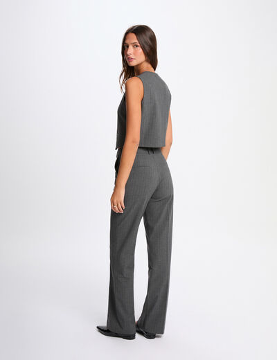 Pantalon jambe large gris moyen femme
