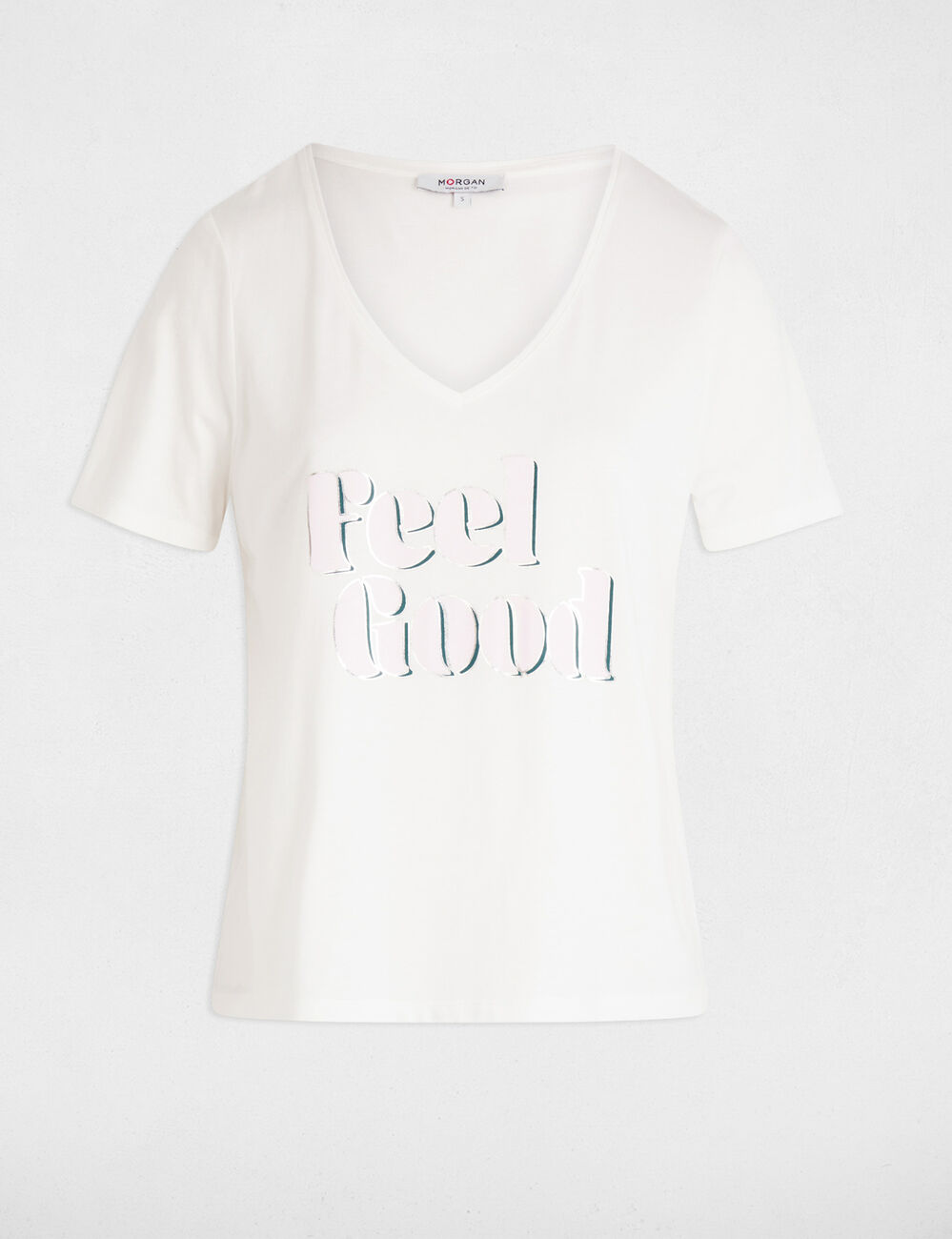 T-shirt &agrave; inscription blanc femme