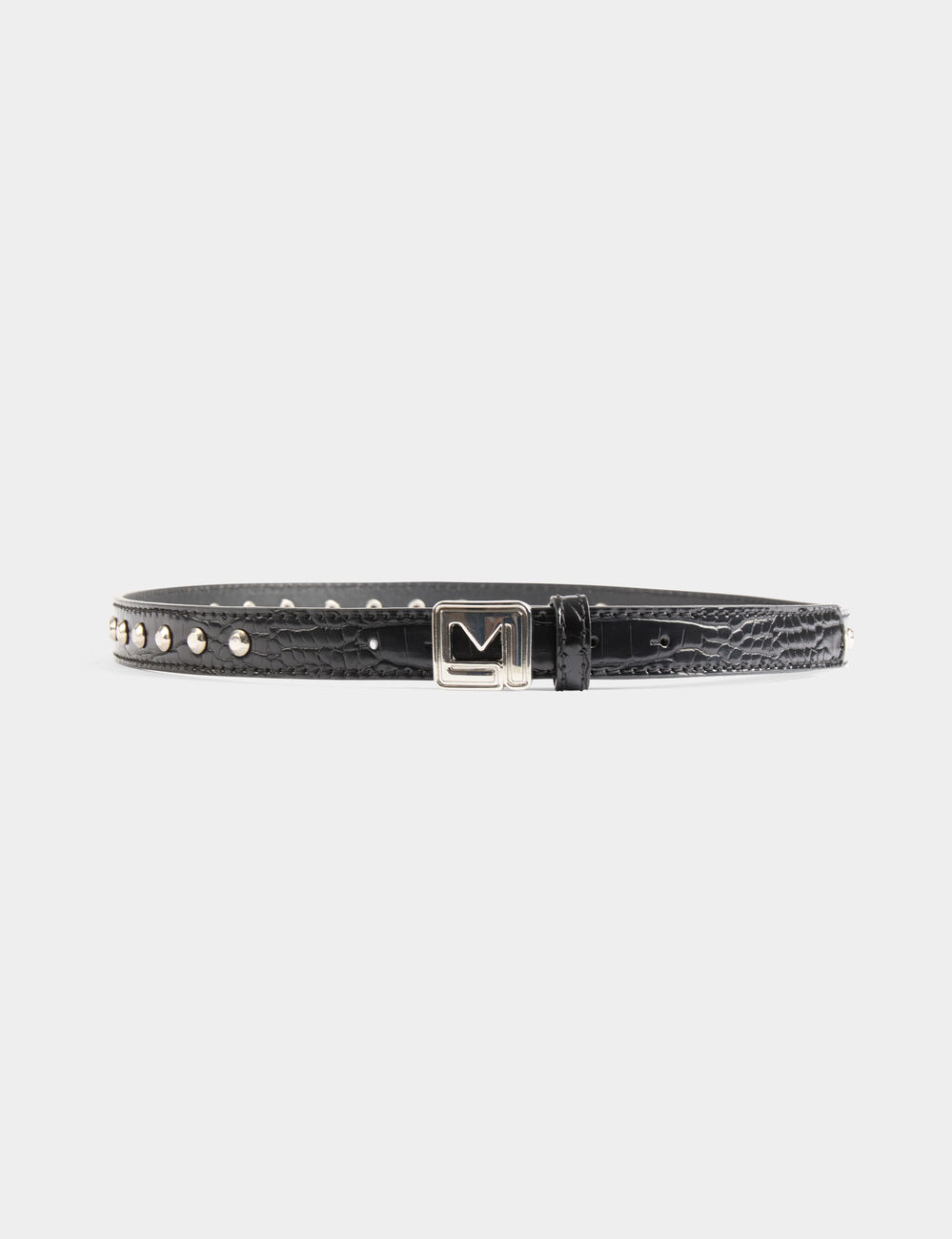 Ceinture croco et clous noir femme