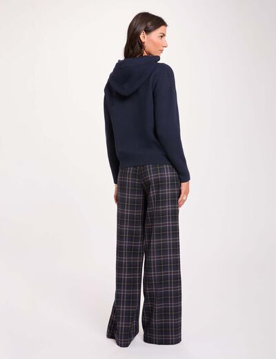 Pantalon large taille haute multicolore femme
