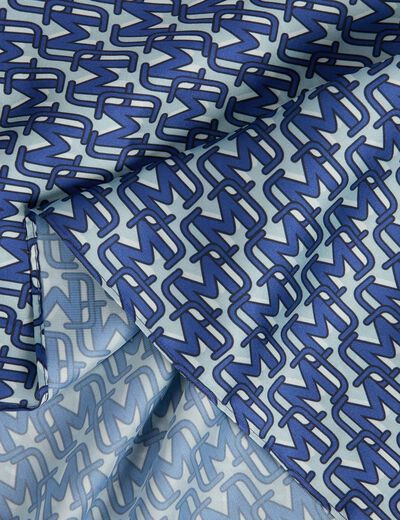 Foulard satin imprimé bleu femme