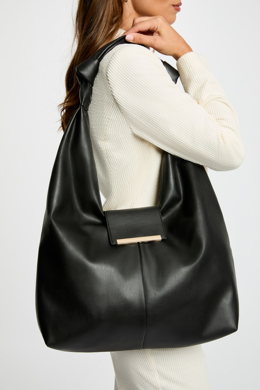 Sac demi-lune &agrave; noeuds noir femme