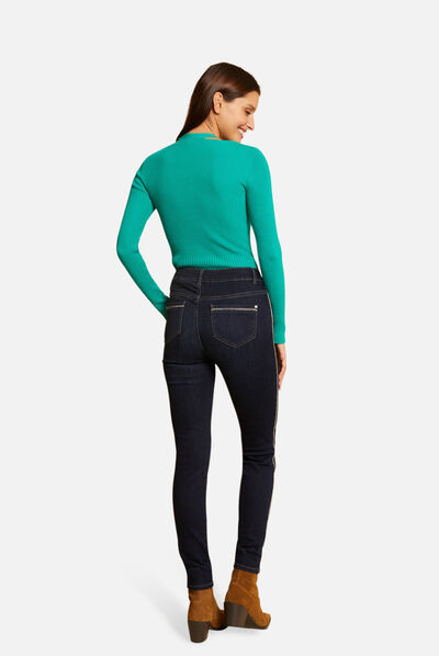 Pull manches longues avec boutons vert moyen femme