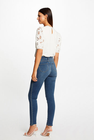 Jeans slim avec liserés métallisés jean stone femme