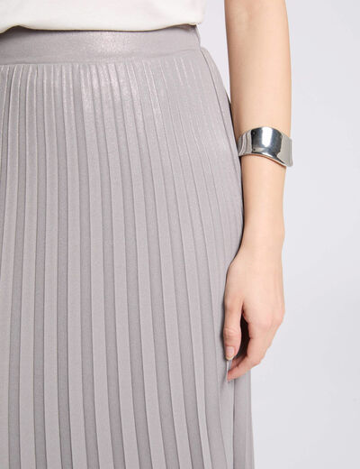 Jupe longue plissée couleur argent femme