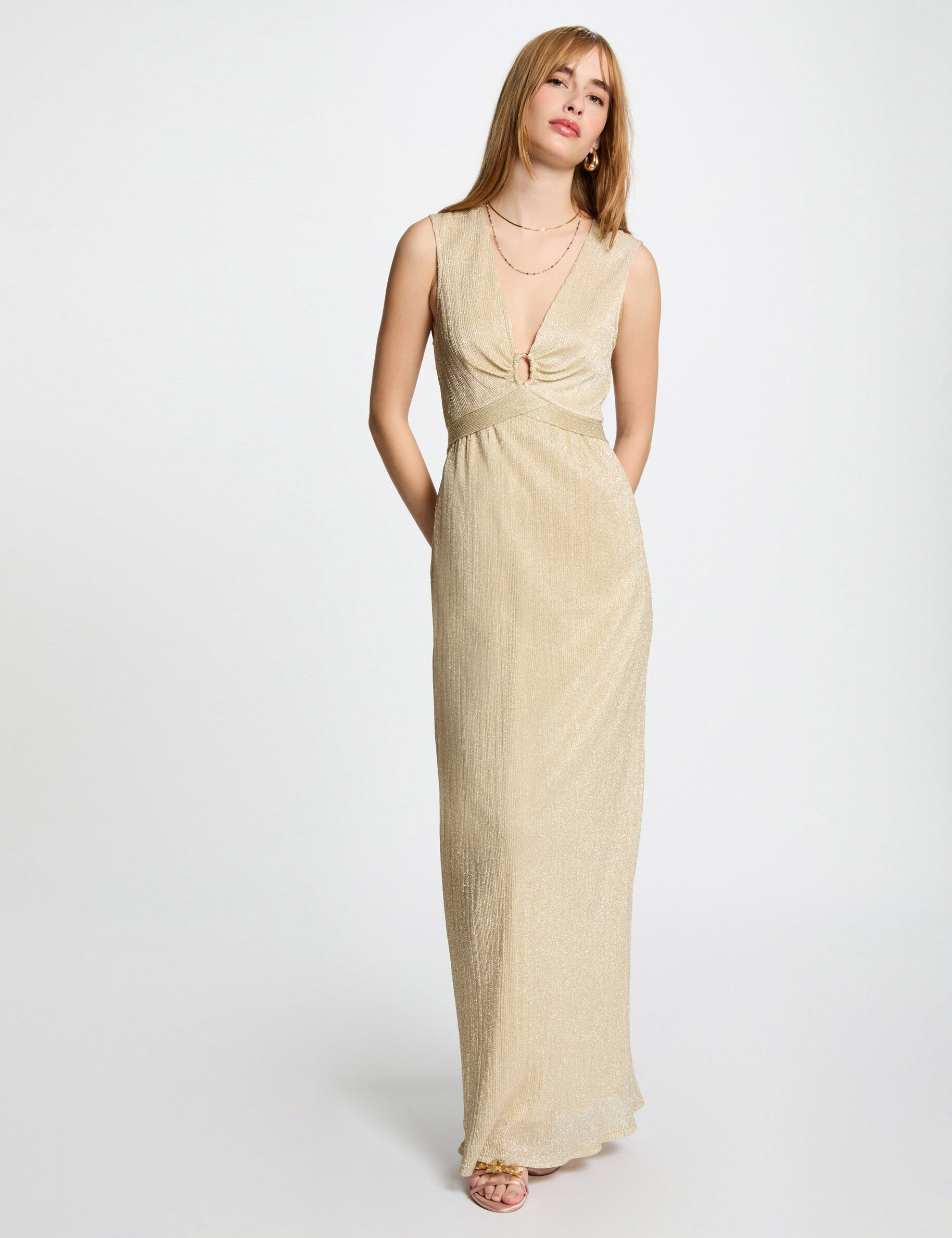 Robe longue droite jaune or femme - Morgan - Modalova