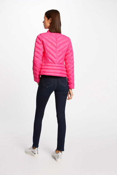 Doudoune droite zippée fuchsia femme
