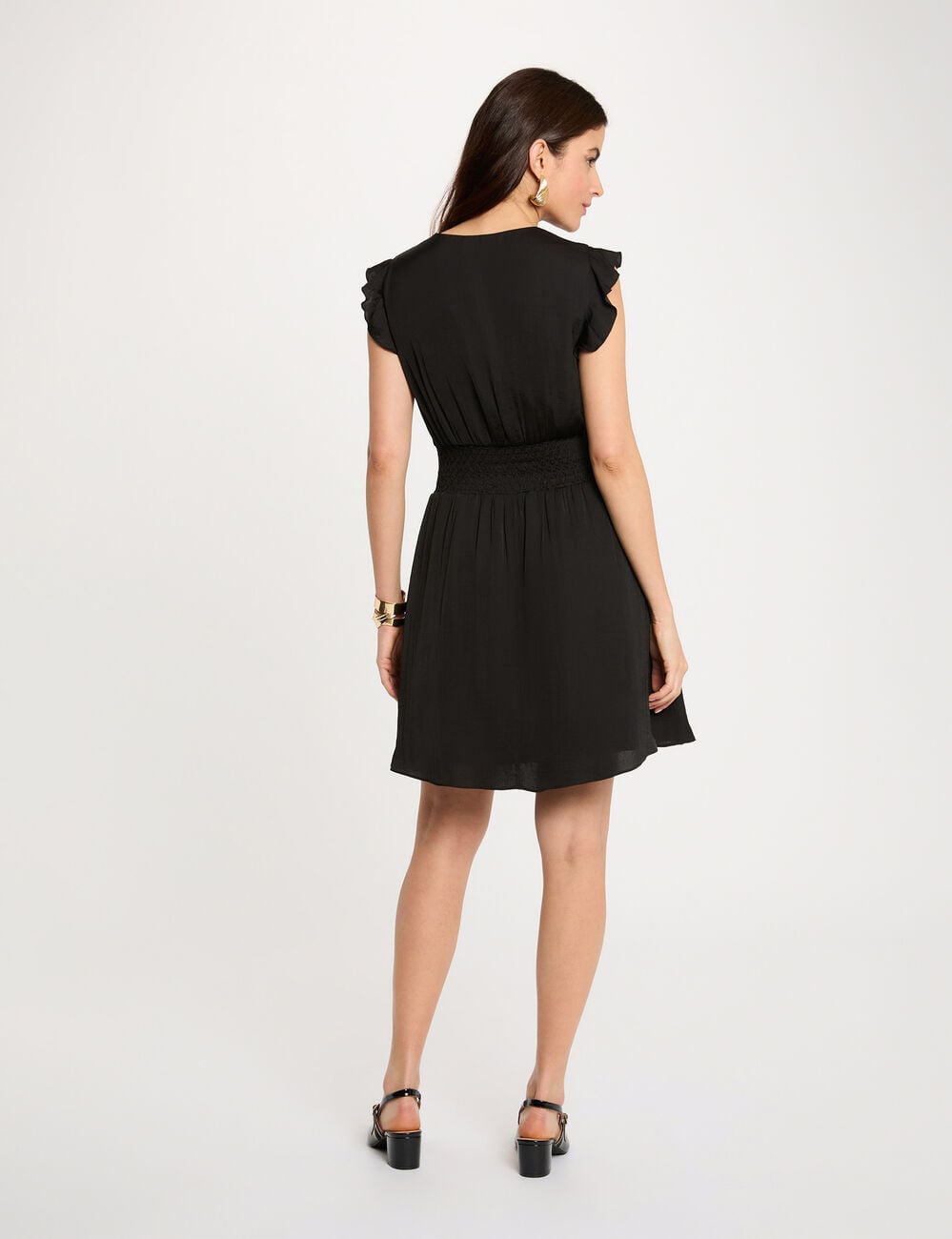 Robe courte fluide noir femme