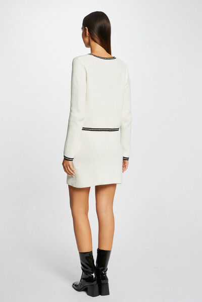 Jupe en tricot courte droite ivoire femme