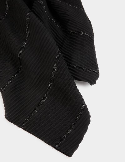 Foulard pliss&eacute; m&eacute;tallis&eacute; noir femme