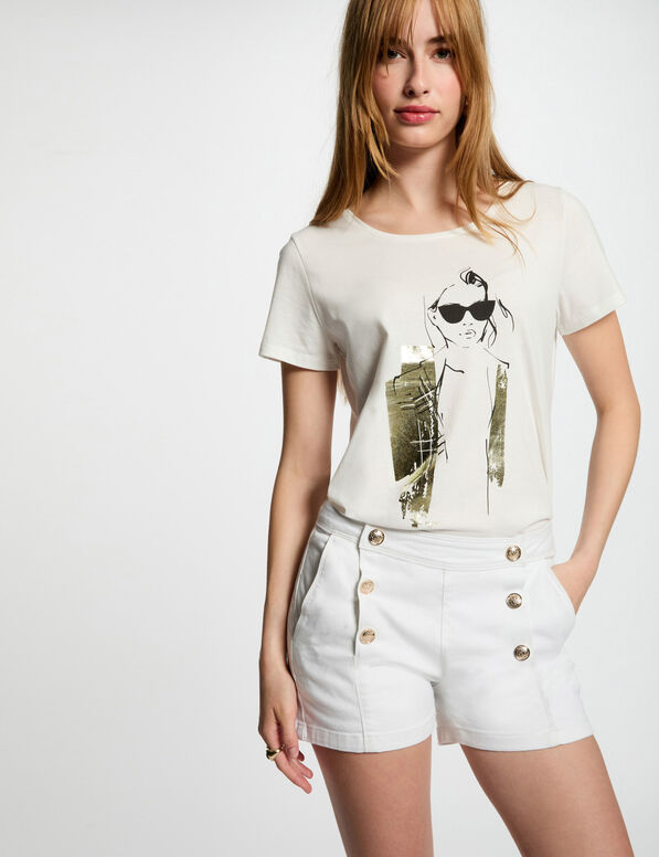 short en jean boutons blanc femme Short en jean boutons blanc femme