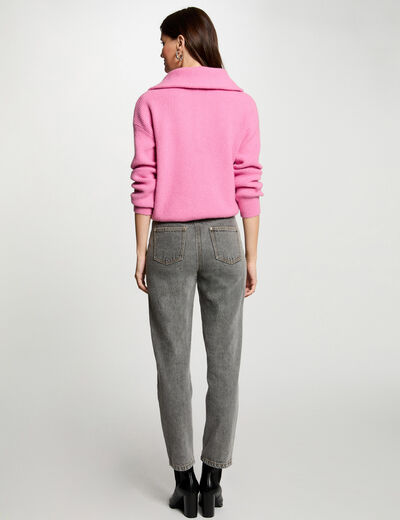 Pull col camionneur rose moyen femme