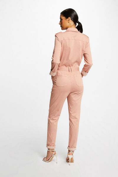 Combinaison droite ceinturée vieux rose femme