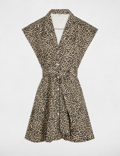 Robe courte patineuse en jean multicolore femme