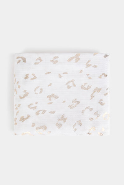 Foulard imprimé animalier blanc femme