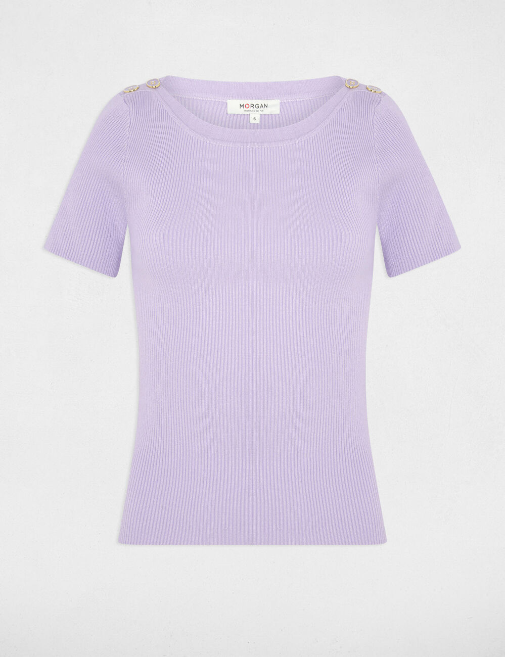 Pull col bateau et boutons mauve femme