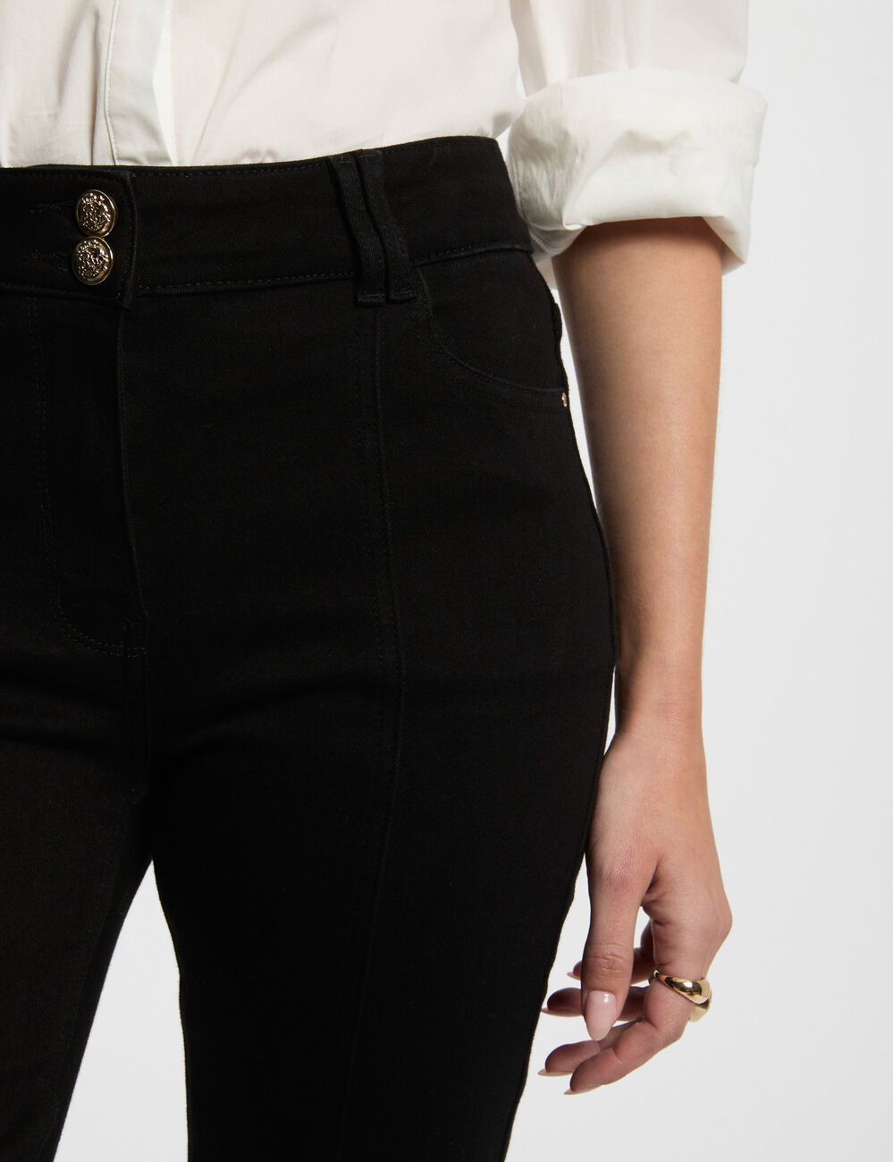 Jeans bootcut avec fentes noir femme