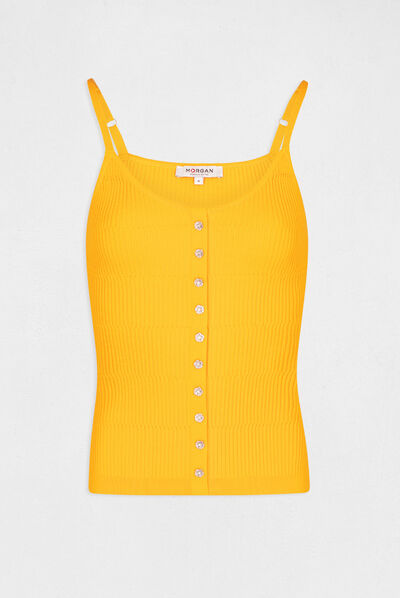 Débardeur pull bretelles fines orange femme