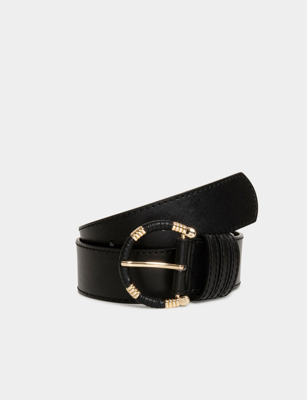 Ceinture boucle enveloppée noir femme