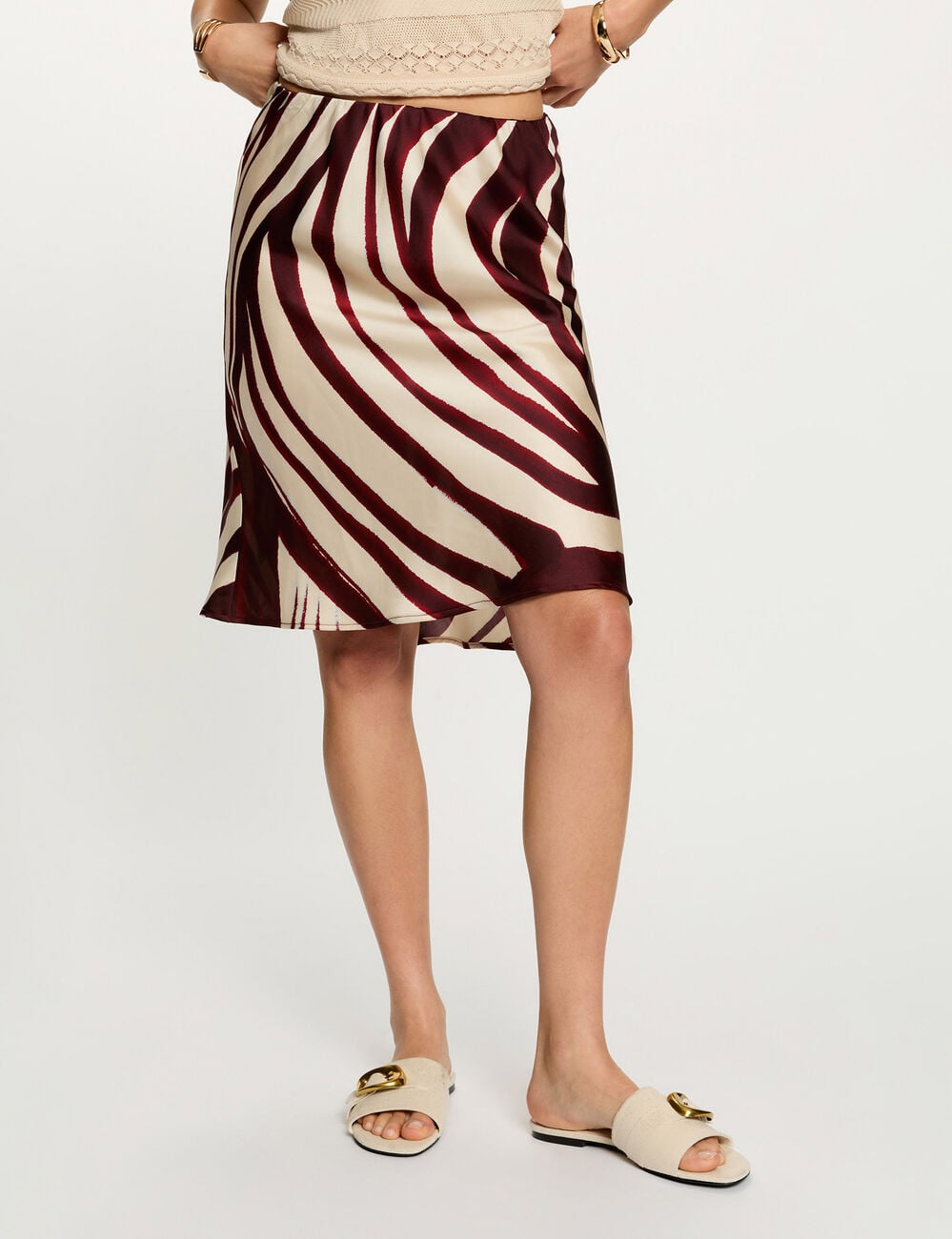 Jupe courte satin&eacute;e multicolore femme