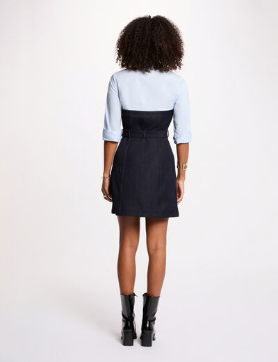 Robe courte effet 2-en-1 denim brut femme