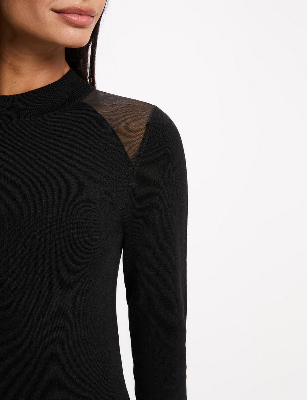 Body &eacute;paule transparente noir femme