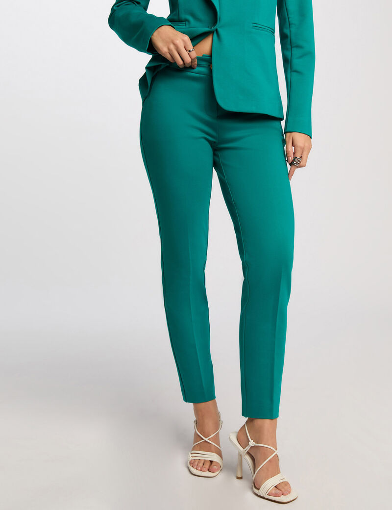 pantalon cigarette a pinces bleu turquoise femme Pantalon cigarette à pinces bleu turquoise femme