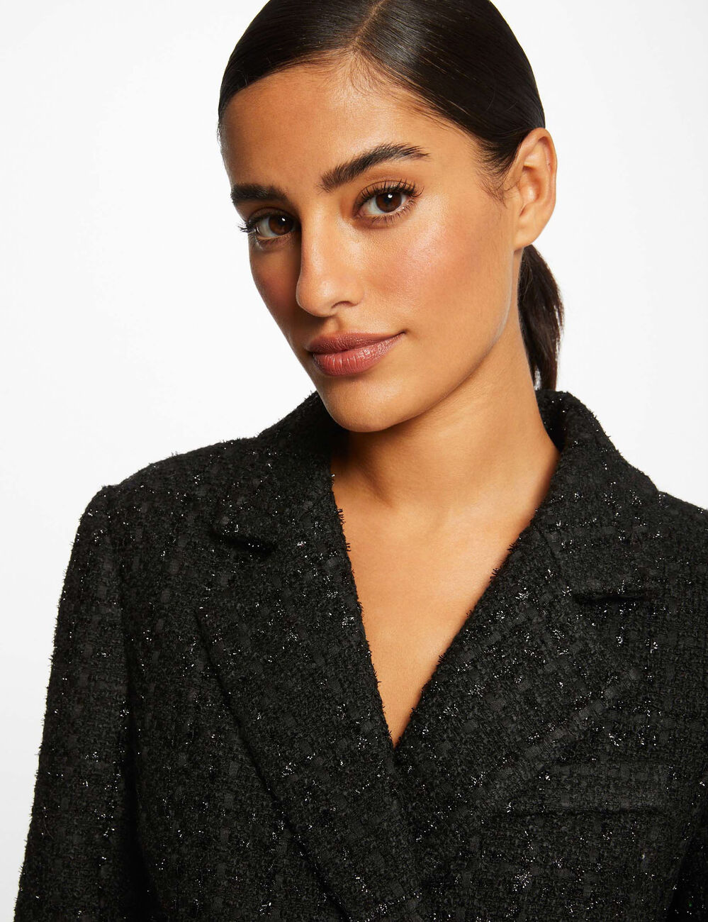 Veste cintrée avec fils métallisés noir femme
