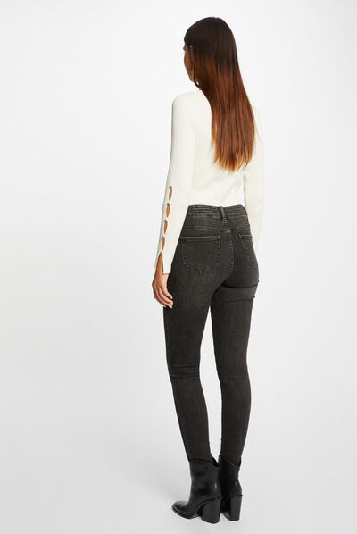 Jeans skinny avec ornements métalliques gris moyen femme