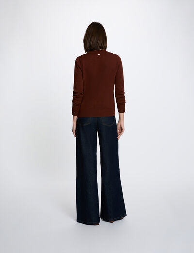 Pull col rond marron femme