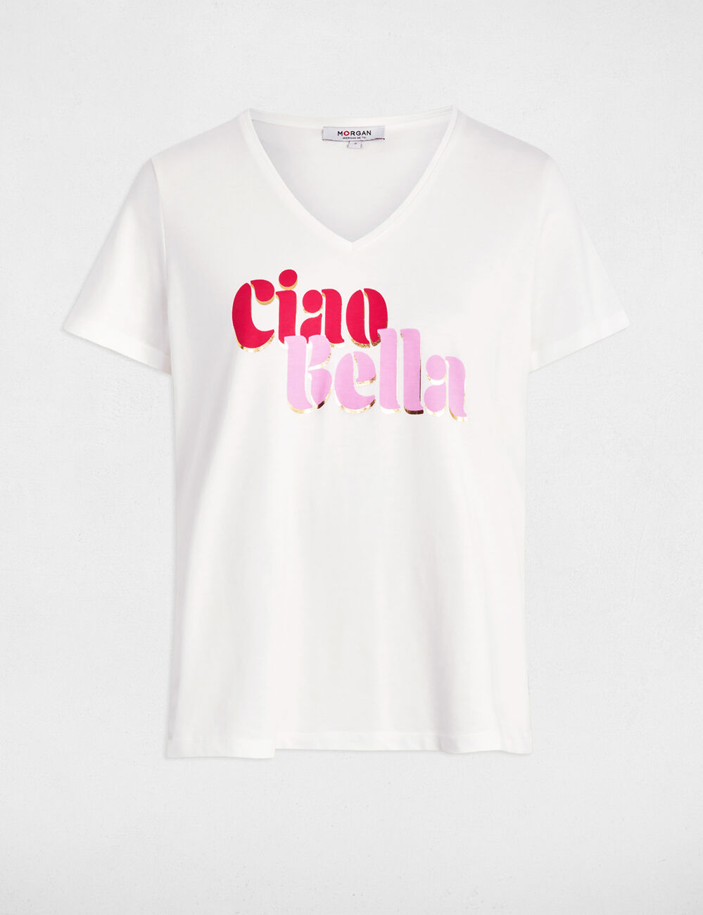 T-shirt &agrave; inscription blanc femme