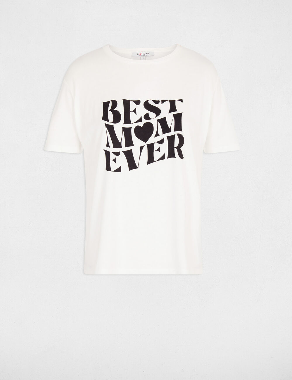T-shirt col rond manches courtes blanc femme
