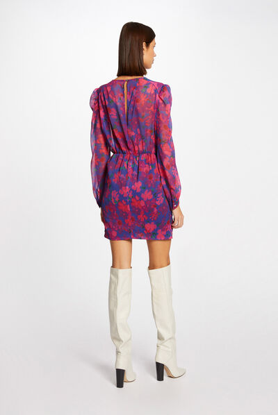 Robe ajustée drapée imprimé floral multico femme