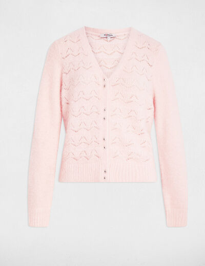 Gilet manches longues rose clair femme