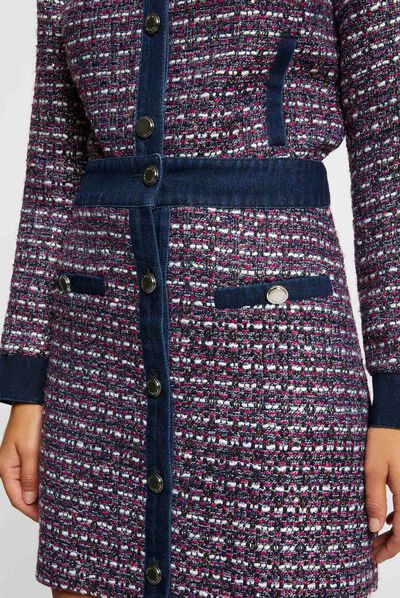 Jupe trapèze détails en jean multico femme