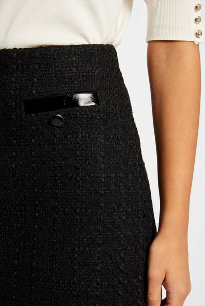Jupe droite détails vinyle noir femme