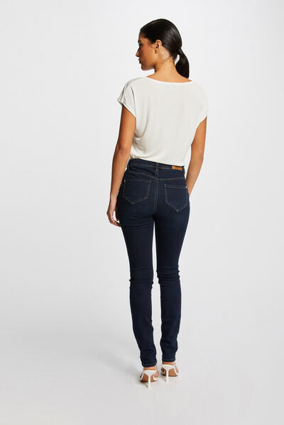 T-shirt manches courtes à col en V ecru femme