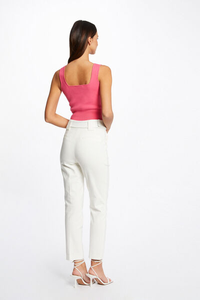 Débardeur pull bretelles larges rose femme